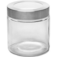 Pote 880ml Com Tampa Prata Com Visor Acrílico Vidro